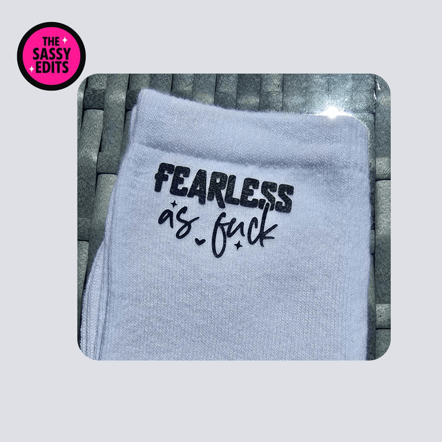 Fearless as F*ck- White Crew Socks (UK 4-6)