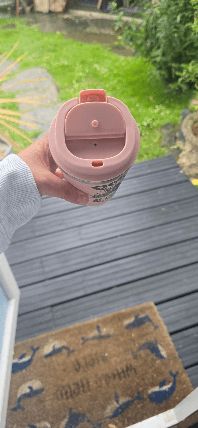 Coffee Tumbler – “Books & Coffee” Design (Pink)