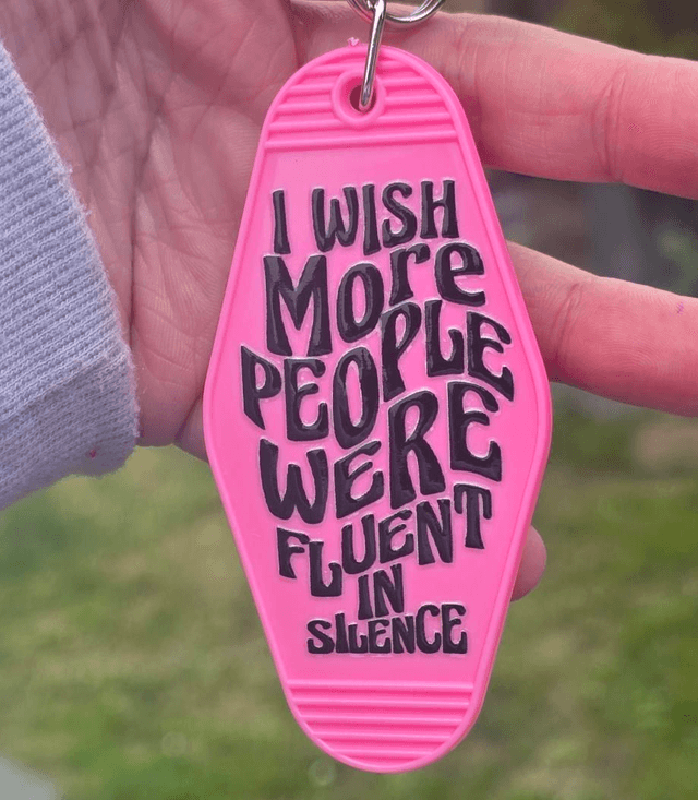 Silence Is Golden Motel Keyring