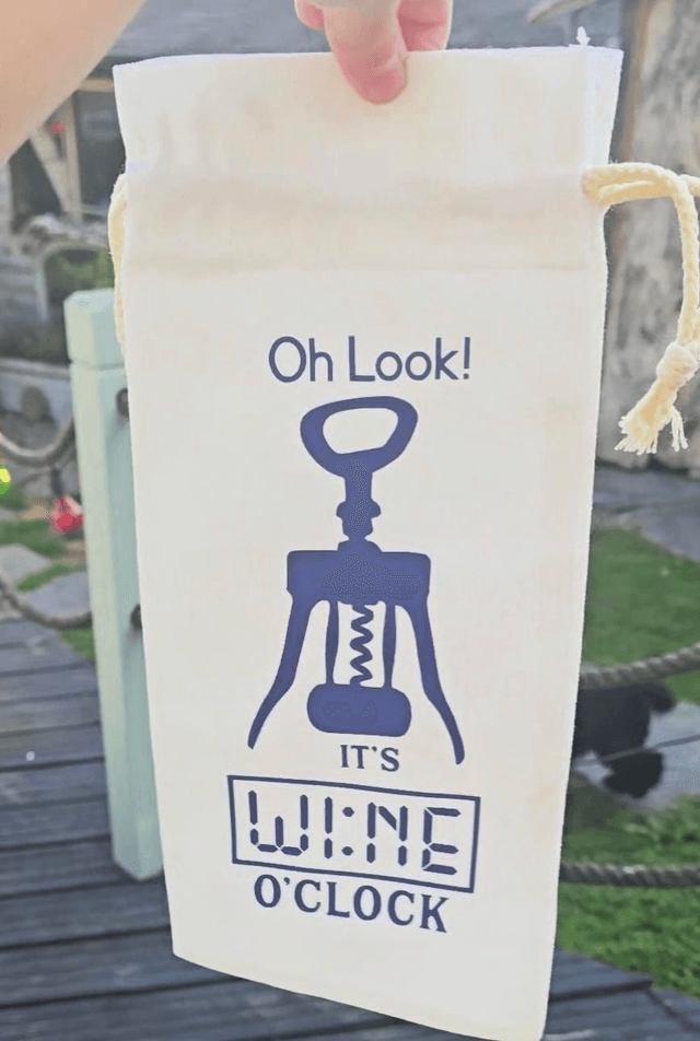 Wine O’Clock Cotton Bottle Bag